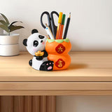 Maxbell Panda Pen Holder Creative Home Decor Pen Pencil Holder for Desk School Girls Orange
