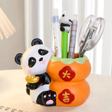 Maxbell Panda Pen Holder Creative Home Decor Pen Pencil Holder for Desk School Girls Orange