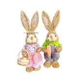 Maxbell 2x Rabbit Sculptures Easter Gifts Bunny Figurines for Indoors Room Bookshelf Style B