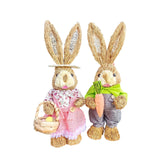 Maxbell 2x Rabbit Sculptures Easter Gifts Bunny Figurines for Indoors Room Bookshelf Style B