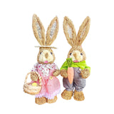 Maxbell 2x Rabbit Sculptures Easter Gifts Bunny Figurines for Indoors Room Bookshelf Style B