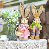Maxbell 2x Rabbit Sculptures Easter Gifts Bunny Figurines for Indoors Room Bookshelf Style B