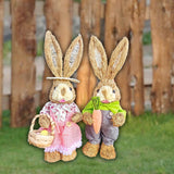 Maxbell 2x Rabbit Sculptures Easter Gifts Bunny Figurines for Indoors Room Bookshelf Style B