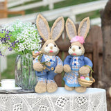 Maxbell 2x Rabbit Sculptures Easter Gifts Bunny Figurines for Indoors Room Bookshelf Style C