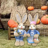 Maxbell 2x Rabbit Sculptures Easter Gifts Bunny Figurines for Indoors Room Bookshelf Style C