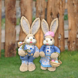 Maxbell 2x Rabbit Sculptures Easter Gifts Bunny Figurines for Indoors Room Bookshelf Style C