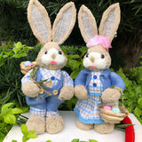 Maxbell 2x Rabbit Sculptures Easter Gifts Bunny Figurines for Indoors Room Bookshelf Style C