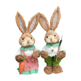 Maxbell 2x Rabbit Sculptures Easter Gifts Bunny Figurines for Indoors Room Bookshelf Style D