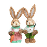 Maxbell 2x Rabbit Sculptures Easter Gifts Bunny Figurines for Indoors Room Bookshelf Style D