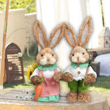 Maxbell 2x Rabbit Sculptures Easter Gifts Bunny Figurines for Indoors Room Bookshelf Style D