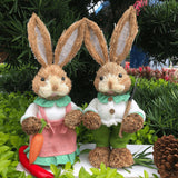 Maxbell 2x Rabbit Sculptures Easter Gifts Bunny Figurines for Indoors Room Bookshelf Style D