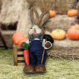 Maxbell DIY Unfinished Easter Bunny Straw Material Package Ornament for Balcony Yard Style A