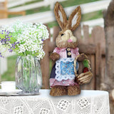 Maxbell DIY Unfinished Easter Bunny Straw Material Package Ornament for Balcony Yard Style B