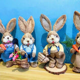 Maxbell DIY Unfinished Easter Bunny Straw Material Package Ornament for Balcony Yard Style C