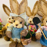 Maxbell DIY Unfinished Easter Bunny Straw Material Package Ornament for Balcony Yard Style C