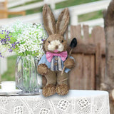 Maxbell DIY Unfinished Easter Bunny Straw Material Package Ornament for Balcony Yard Style D