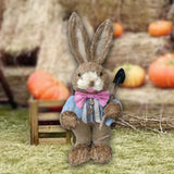 Maxbell DIY Unfinished Easter Bunny Straw Material Package Ornament for Balcony Yard Style D