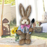 Maxbell DIY Unfinished Easter Bunny Straw Material Package Ornament for Balcony Yard Style D