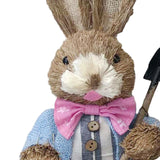 Maxbell DIY Unfinished Easter Bunny Straw Material Package Ornament for Balcony Yard Style D