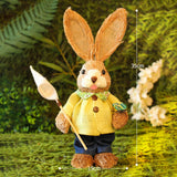 Maxbell Straw Bunny Figurine DIY Material Pack Party Supplies Rabbit Statue for Boys Style F