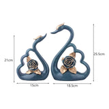 Maxbell 1 Pair Resin Swan Couple Sculpture Desktop Decoration for Coffee Table Decor Blue
