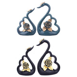 Maxbell 1 Pair Resin Swan Couple Sculpture Desktop Decoration for Coffee Table Decor Blue