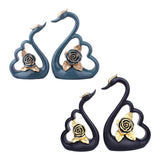 Maxbell 1 Pair Resin Swan Couple Sculpture Desktop Decoration for Coffee Table Decor Blue