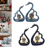 Maxbell 1 Pair Resin Swan Couple Sculpture Desktop Decoration for Coffee Table Decor Blue