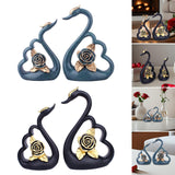 Maxbell 1 Pair Resin Swan Couple Sculpture Desktop Decoration for Coffee Table Decor Blue
