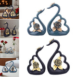 Maxbell 1 Pair Resin Swan Couple Sculpture Desktop Decoration for Coffee Table Decor Blue