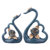 Maxbell 1 Pair Resin Swan Couple Sculpture Desktop Decoration for Coffee Table Decor Blue