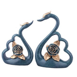 Maxbell 1 Pair Resin Swan Couple Sculpture Desktop Decoration for Coffee Table Decor Blue