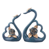 Maxbell 1 Pair Resin Swan Couple Sculpture Desktop Decoration for Coffee Table Decor Blue