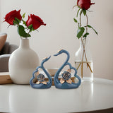 Maxbell 1 Pair Resin Swan Couple Sculpture Desktop Decoration for Coffee Table Decor Blue