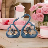 Maxbell 1 Pair Resin Swan Couple Sculpture Desktop Decoration for Coffee Table Decor Blue