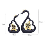 Maxbell 1 Pair Resin Swan Couple Sculpture Desktop Decoration for Coffee Table Decor Black
