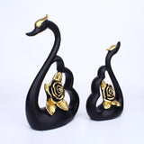 Maxbell 1 Pair Resin Swan Couple Sculpture Desktop Decoration for Coffee Table Decor Black