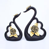 Maxbell 1 Pair Resin Swan Couple Sculpture Desktop Decoration for Coffee Table Decor Black