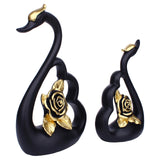 Maxbell 1 Pair Resin Swan Couple Sculpture Desktop Decoration for Coffee Table Decor Black