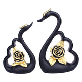 Maxbell 1 Pair Resin Swan Couple Sculpture Desktop Decoration for Coffee Table Decor Black