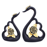 Maxbell 1 Pair Resin Swan Couple Sculpture Desktop Decoration for Coffee Table Decor Black