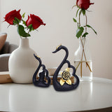 Maxbell 1 Pair Resin Swan Couple Sculpture Desktop Decoration for Coffee Table Decor Black