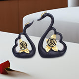 Maxbell 1 Pair Resin Swan Couple Sculpture Desktop Decoration for Coffee Table Decor Black