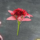 Maxbell Artificial Flowers Flower Arrangement DIY Bathroom Fake Long Stem Fake Roses Red