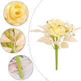 Maxbell Artificial Flowers Flower Arrangement DIY Bathroom Fake Long Stem Fake Roses Yellow