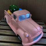 Maxbell Easter Truck with Dinosaur Eggs Pink Easter Ornament for Mantel Kitchen Home