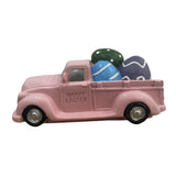 Maxbell Easter Truck with Dinosaur Eggs Pink Easter Ornament for Mantel Kitchen Home