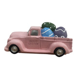 Maxbell Easter Truck with Dinosaur Eggs Pink Easter Ornament for Mantel Kitchen Home