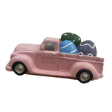 Maxbell Easter Truck with Dinosaur Eggs Pink Easter Ornament for Mantel Kitchen Home