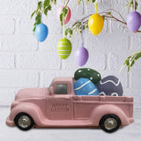 Maxbell Easter Truck with Dinosaur Eggs Pink Easter Ornament for Mantel Kitchen Home